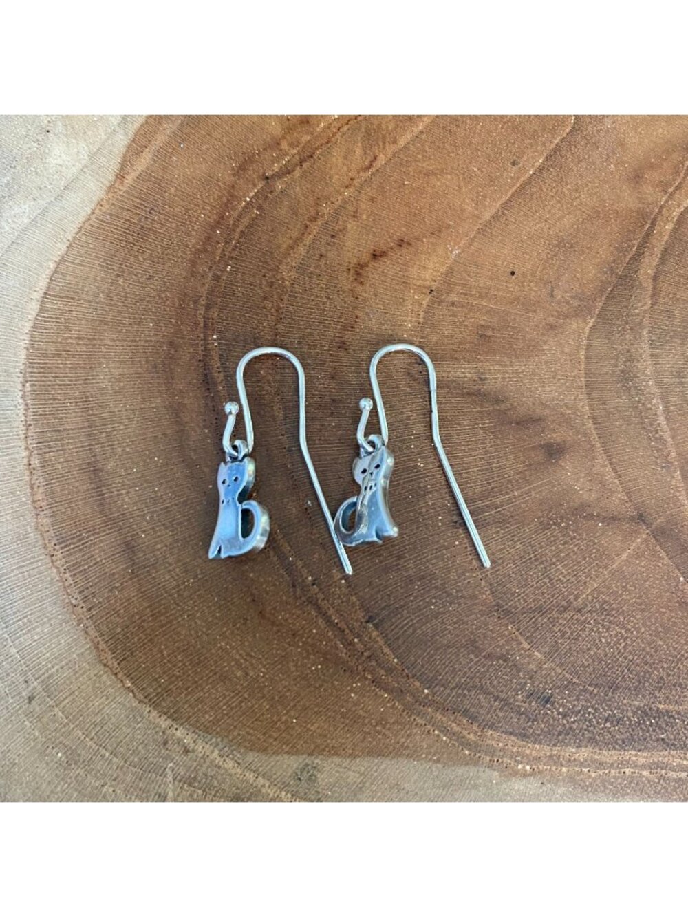 RETIRED James Avery Kitty Cat Dangle Earrings, Sterling Silver